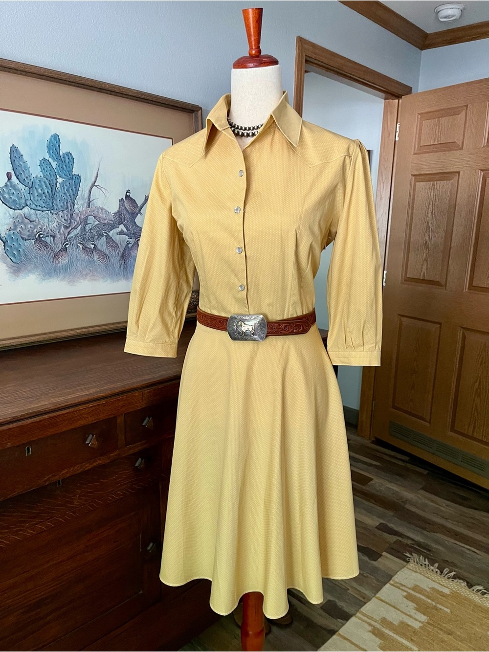 Western Grace Designer Luxury one-of-a-kind A-line Handmade butter yellow
